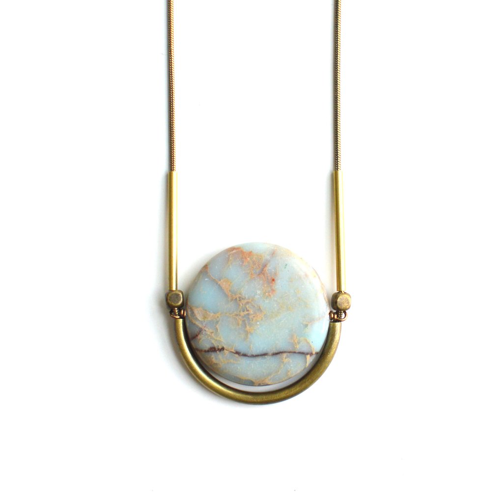 African Opal Cradle Necklace
