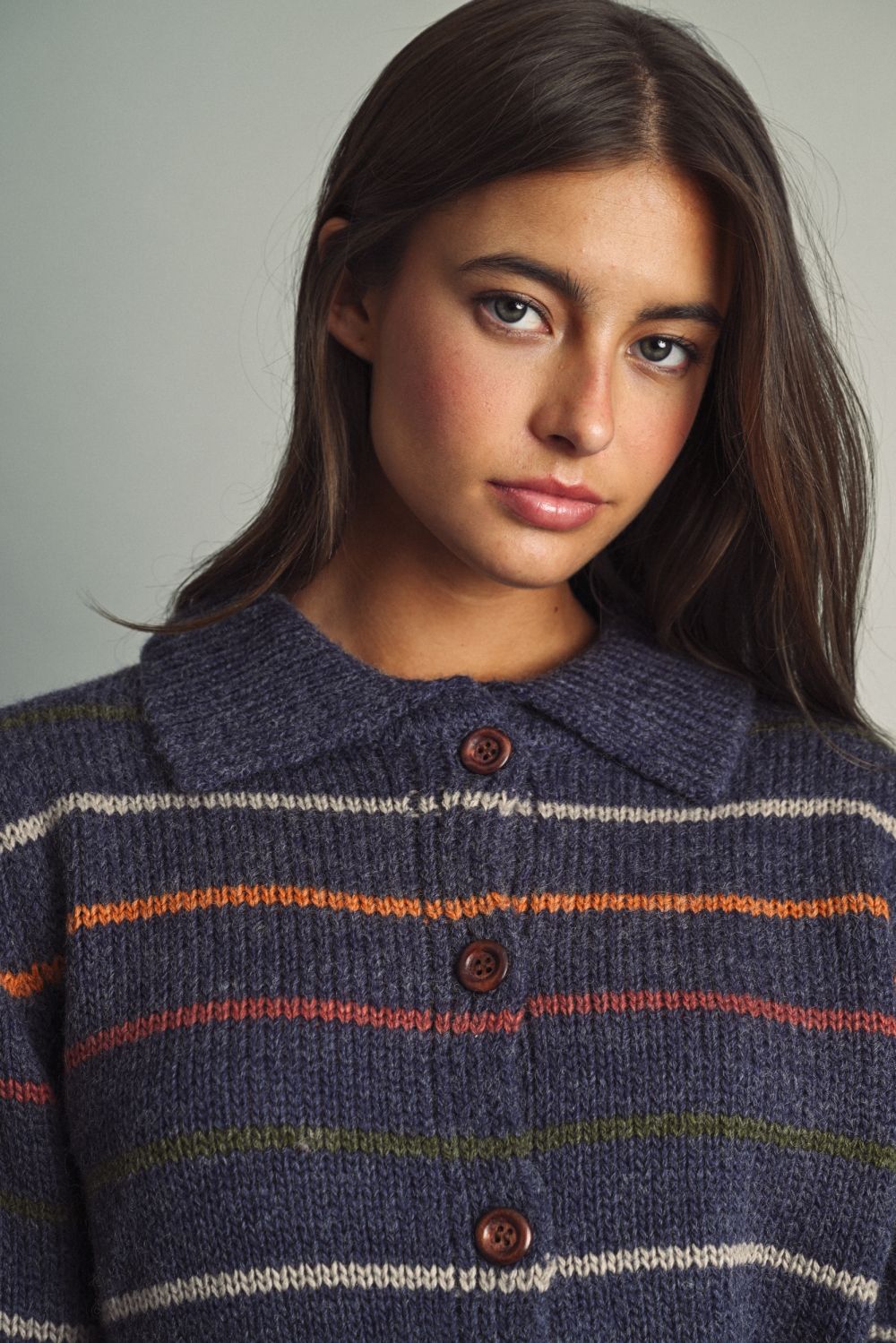 MM673M24 Striped Collar Sweater