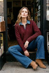 SK162D30 Denim Collared Sweater