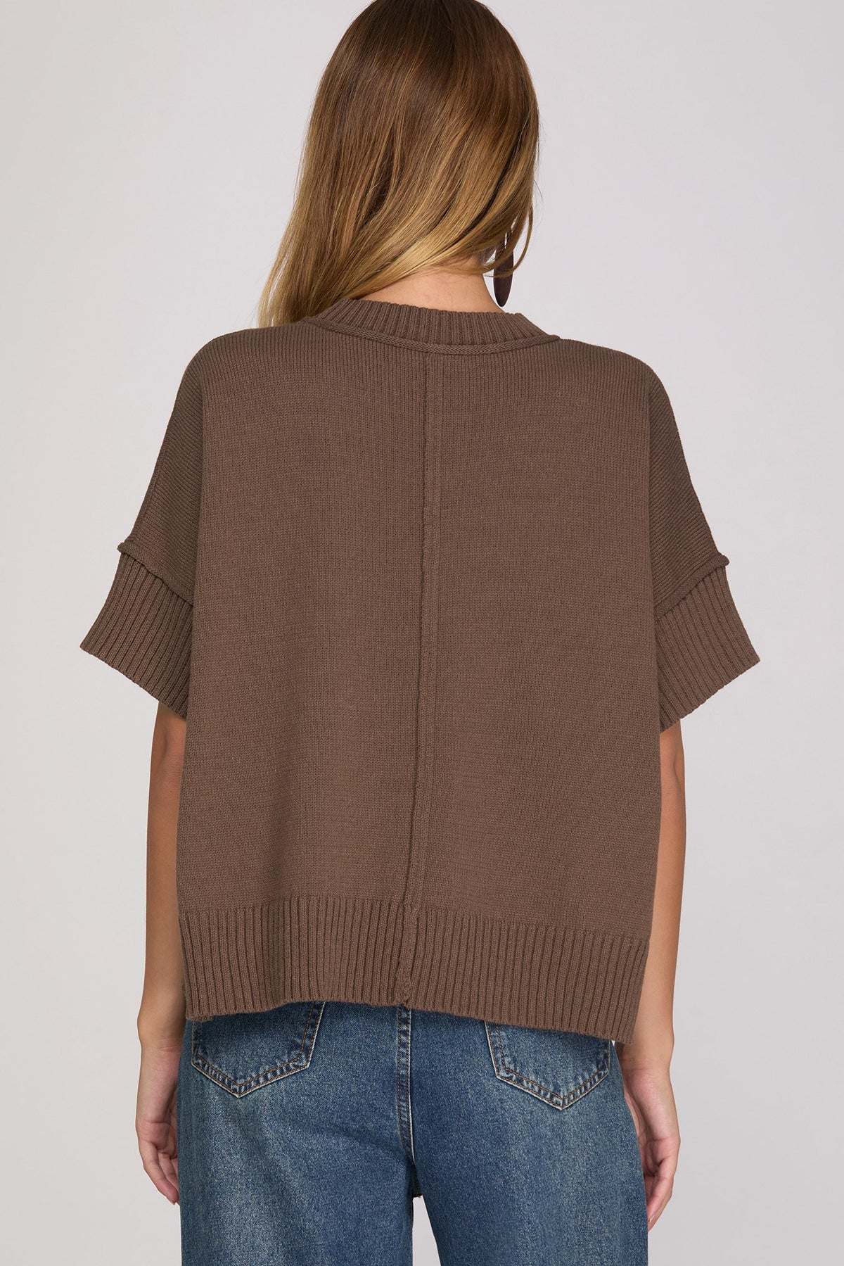 SK135R21 S/S Drop Sweater Brown