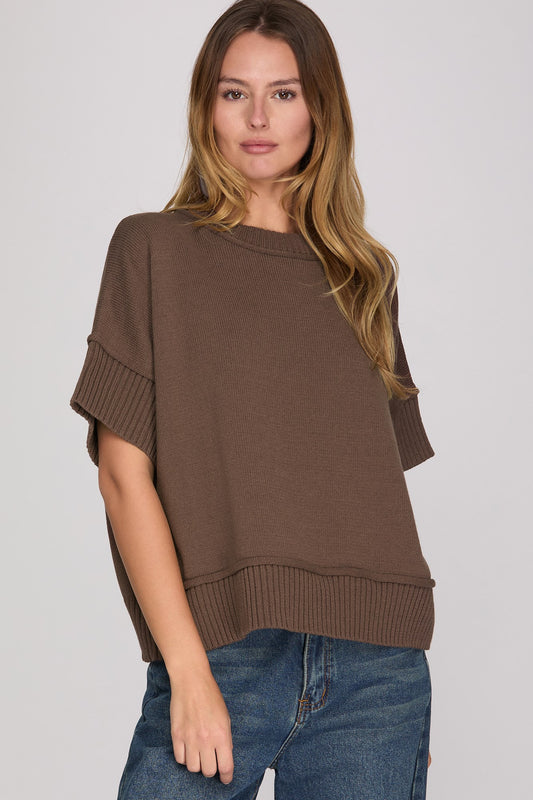 SK135R21 S/S Drop Sweater Brown