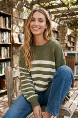 SK174T23 Striped Rolled Neck Sweater