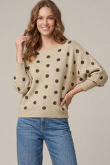 SK178P26 Boatneck Polkadot Sweater