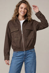 SK202T28 Faux Suede Zip Jacket