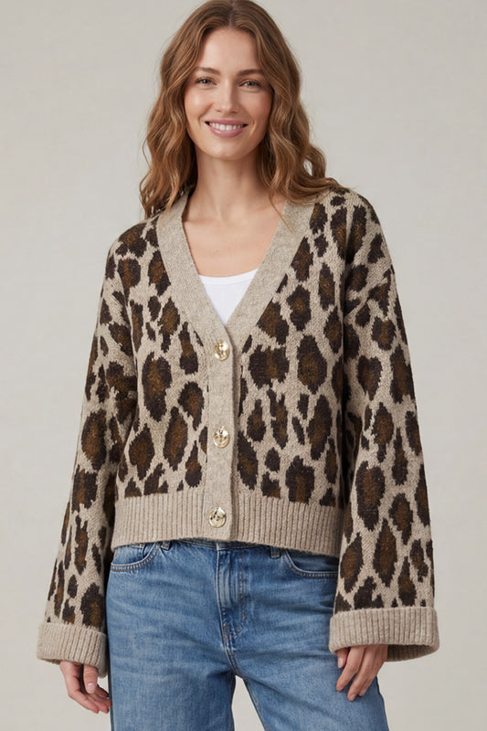 SK208T29 Animal Print Cardi
