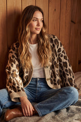 SK208T29 Animal Print Cardi
