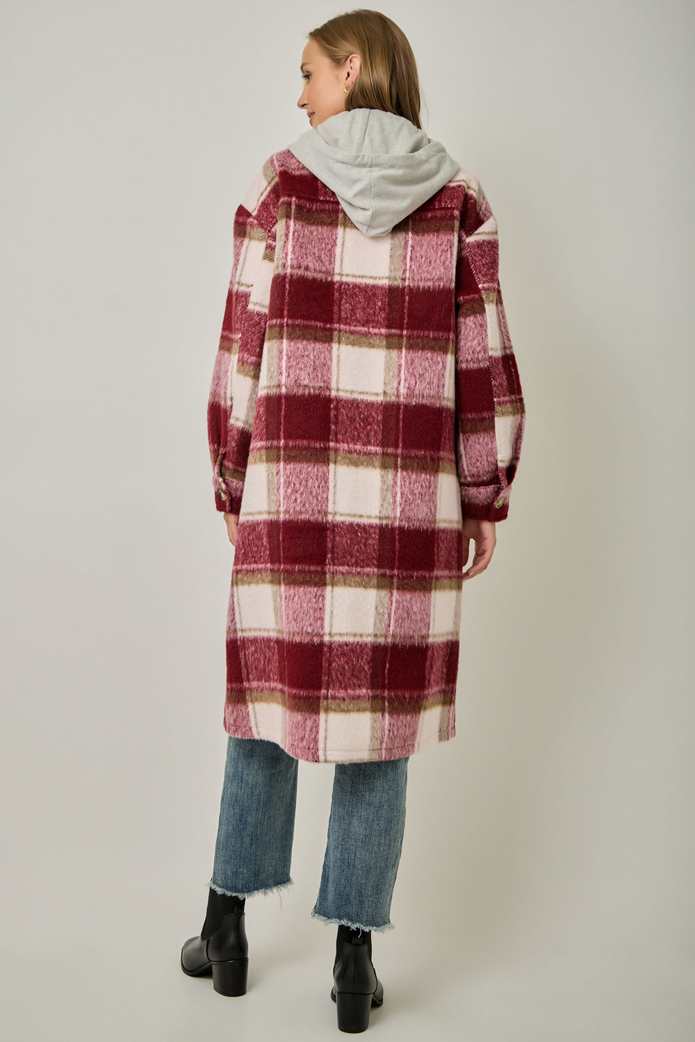 Twofer Hoodie Plaid Jacket