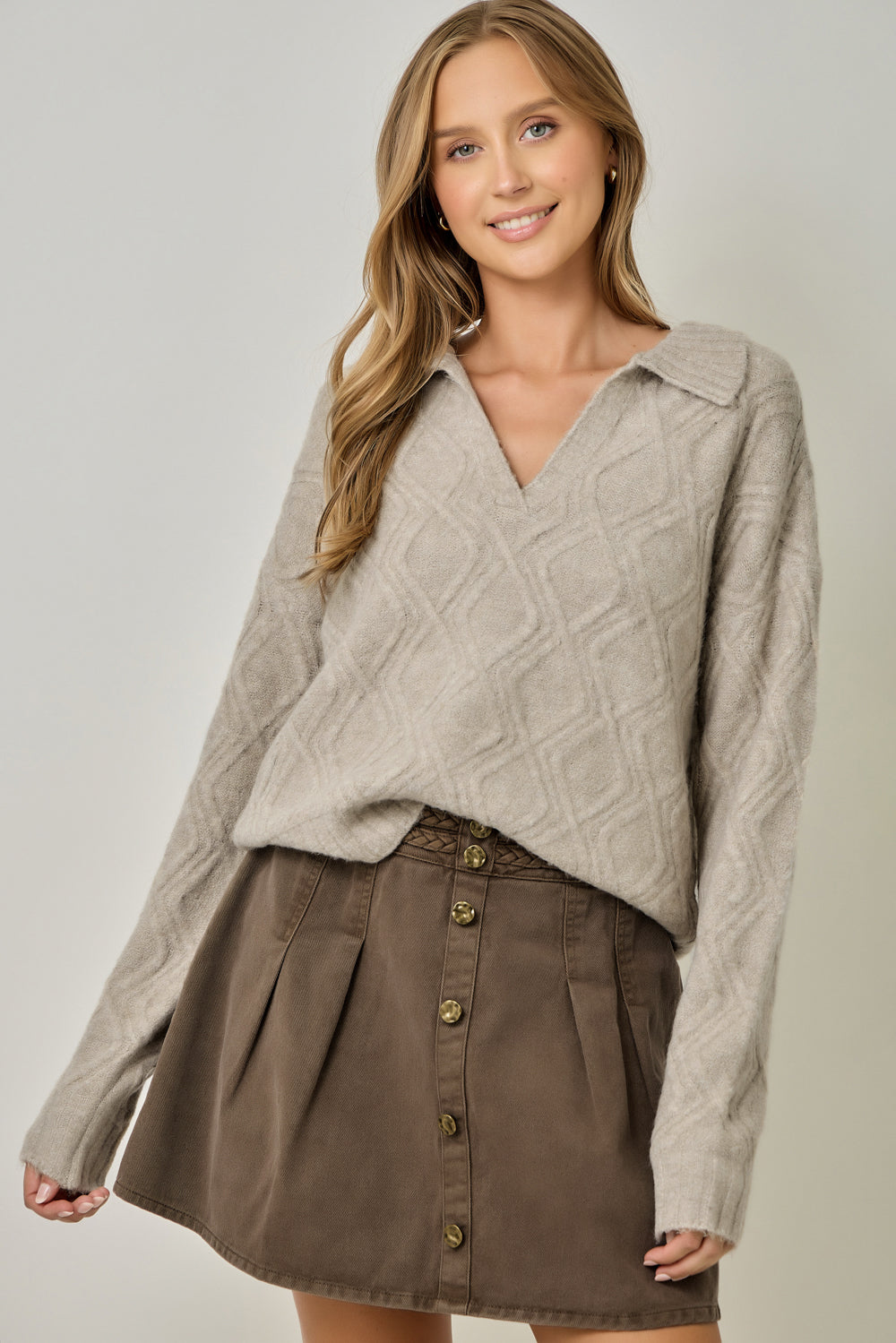 Mohair Cable Textured Pullover