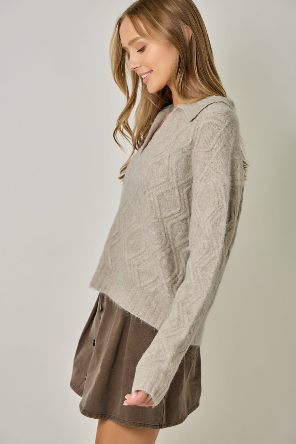 Mohair Cable Textured Pullover