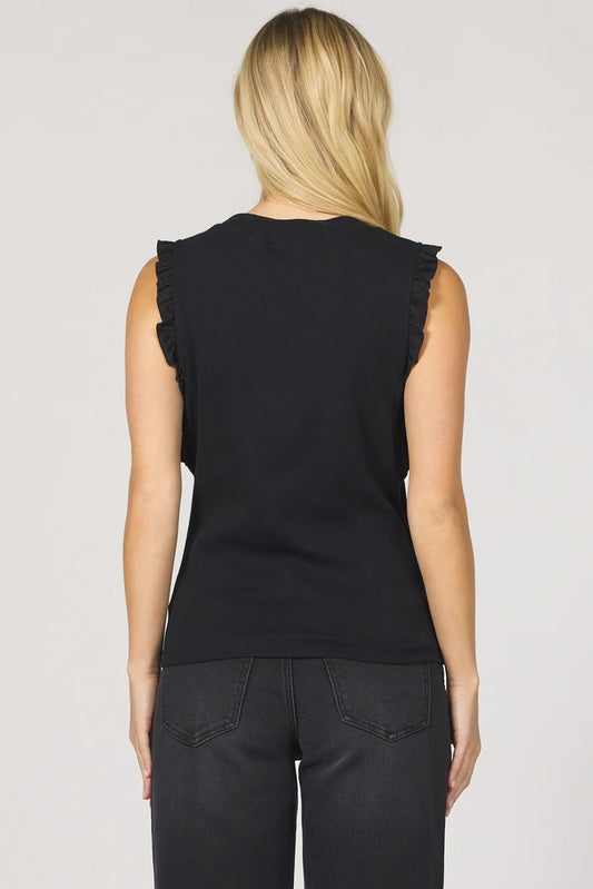 BRIDGET Leather Ruffled Tank Top