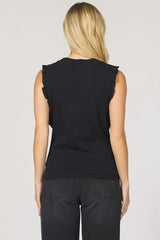 BRIDGET Leather Ruffled Tank Top