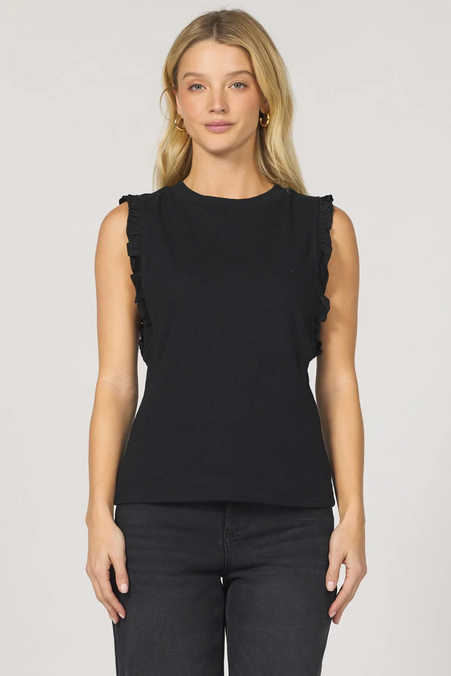 BRIDGET Leather Ruffled Tank Top