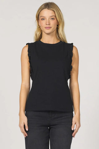 BRIDGET Leather Ruffled Tank Top