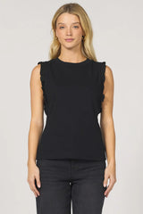 BRIDGET Leather Ruffled Tank Top