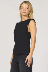 BRIDGET Leather Ruffled Tank Top