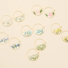 Pressed Flower Hoop Earring