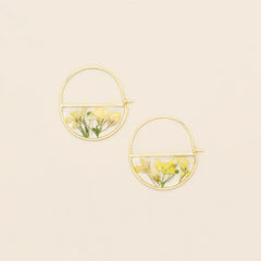 Pressed Flower Hoop Earring