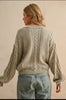 MM501T25 Lace Trim Cable Knit Sweater