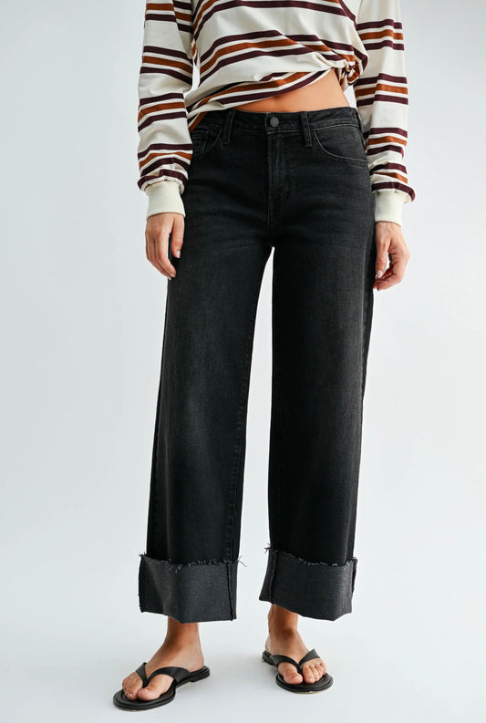 BP600J Washed Black Cuffed Slim Wide