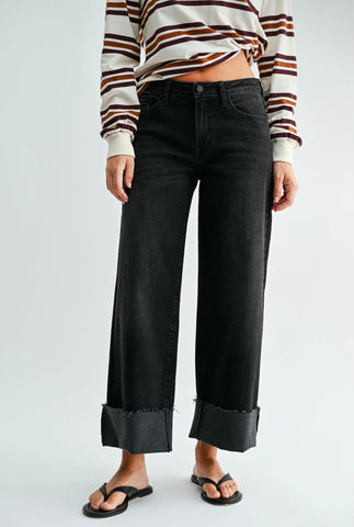 BP600J Washed Black Cuffed Slim Wide
