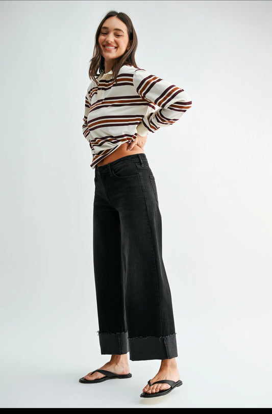 BP600J Washed Black Cuffed Slim Wide
