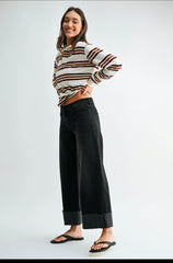 BP600J Washed Black Cuffed Slim Wide