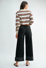 BP600J Washed Black Cuffed Slim Wide