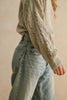 MM501T25 Lace Trim Cable Knit Sweater