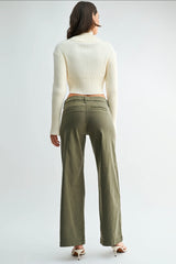DP726-T Twill Slim Wide Leg