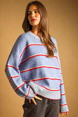 MM247H25 Blue/Red Stripe Sweater