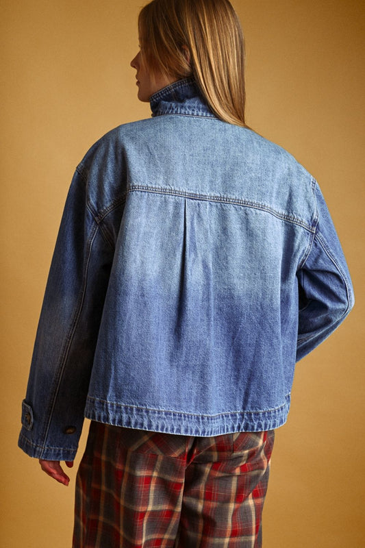 MM705J31 High Collar Denim Jacket