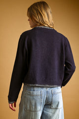 MM749N26 Plaid Contrast Cardi
