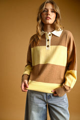 MM635B25 Color Block Collar Sweater
