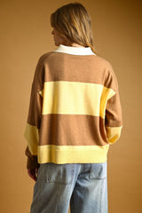MM635B25 Color Block Collar Sweater