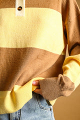 MM635B25 Color Block Collar Sweater