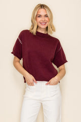 IW49716 Whipstitch Detail Relaxed Sweater