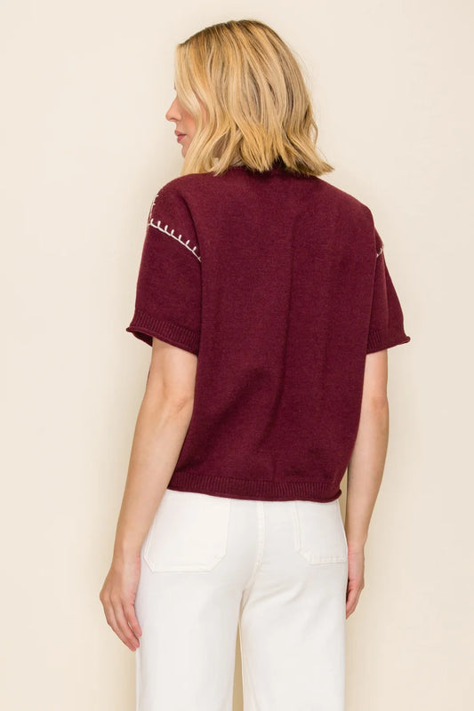 IW49716 Whipstitch Detail Relaxed Sweater