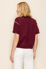 IW49716 Whipstitch Detail Relaxed Sweater