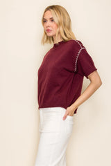 IW49716 Whipstitch Detail Relaxed Sweater