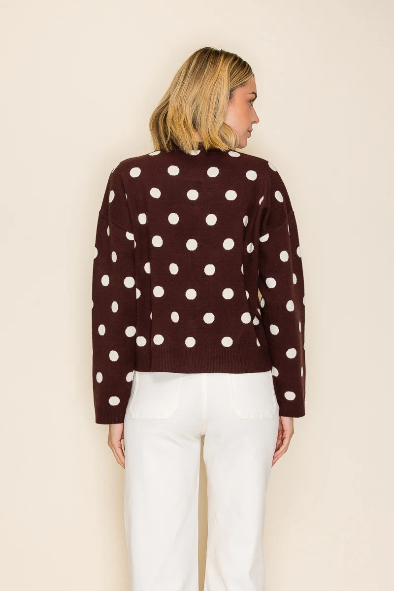 IW49913 Button Front Polka Dot Cardigan