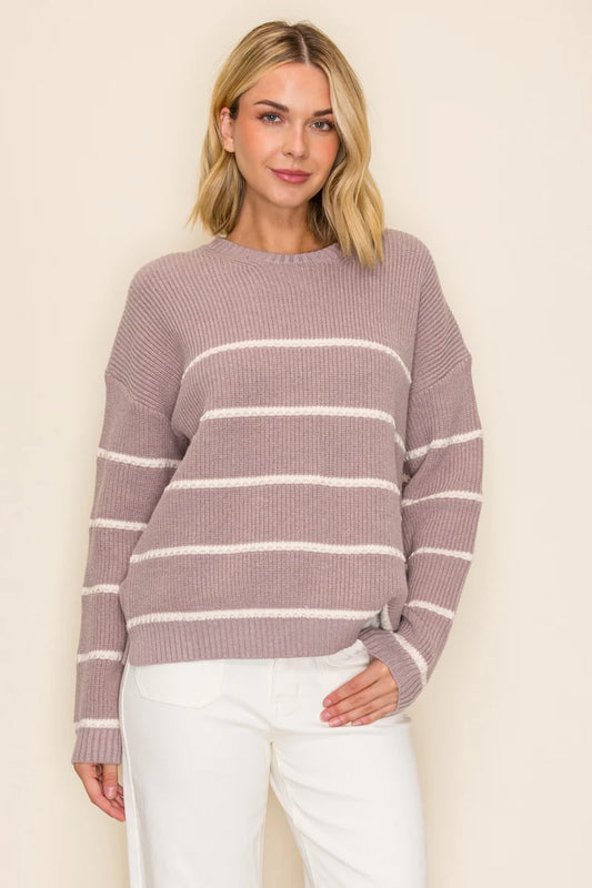 IW49805 Ribbed Striped Sweater