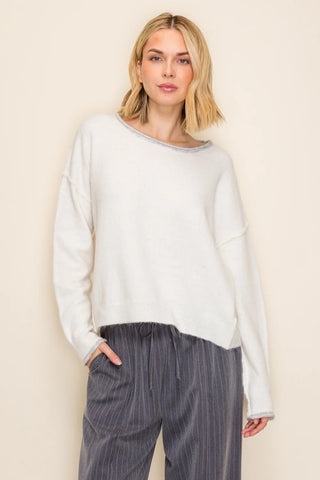 IW53185 Contrast Trim Sweater