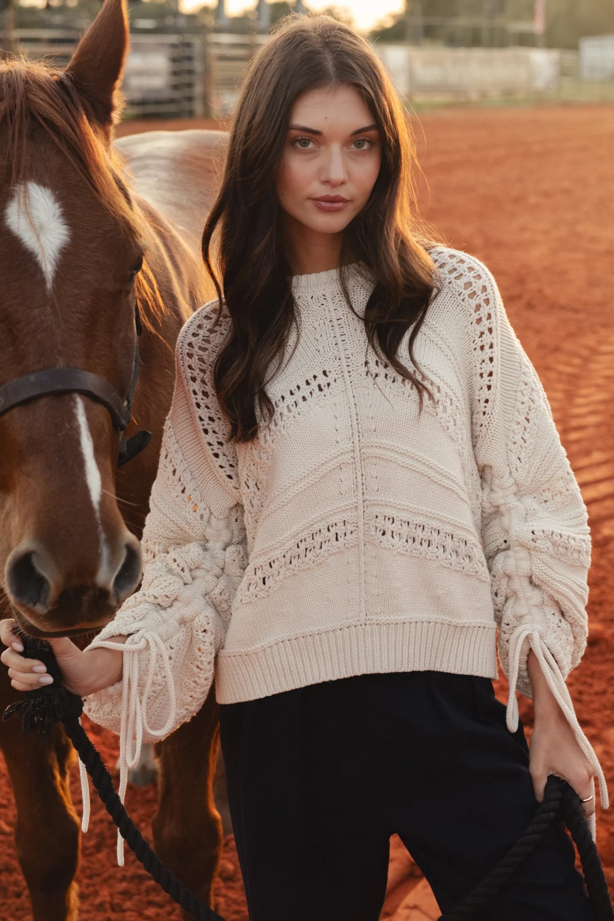Textured Pointelle Sweater