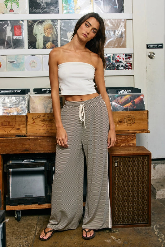 BL584B21 Micro Stripe Wide Leg Pant