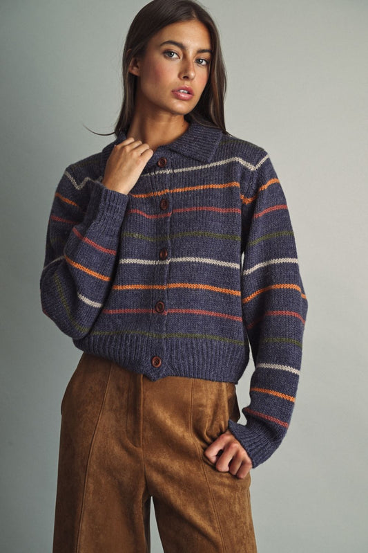 MM673M24 Striped Collar Sweater