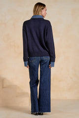 EL117D36 Denim Collared Sweater