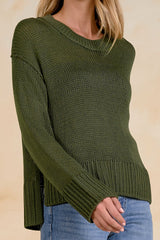 EL117F32 Crewneck Open Knit Sweater