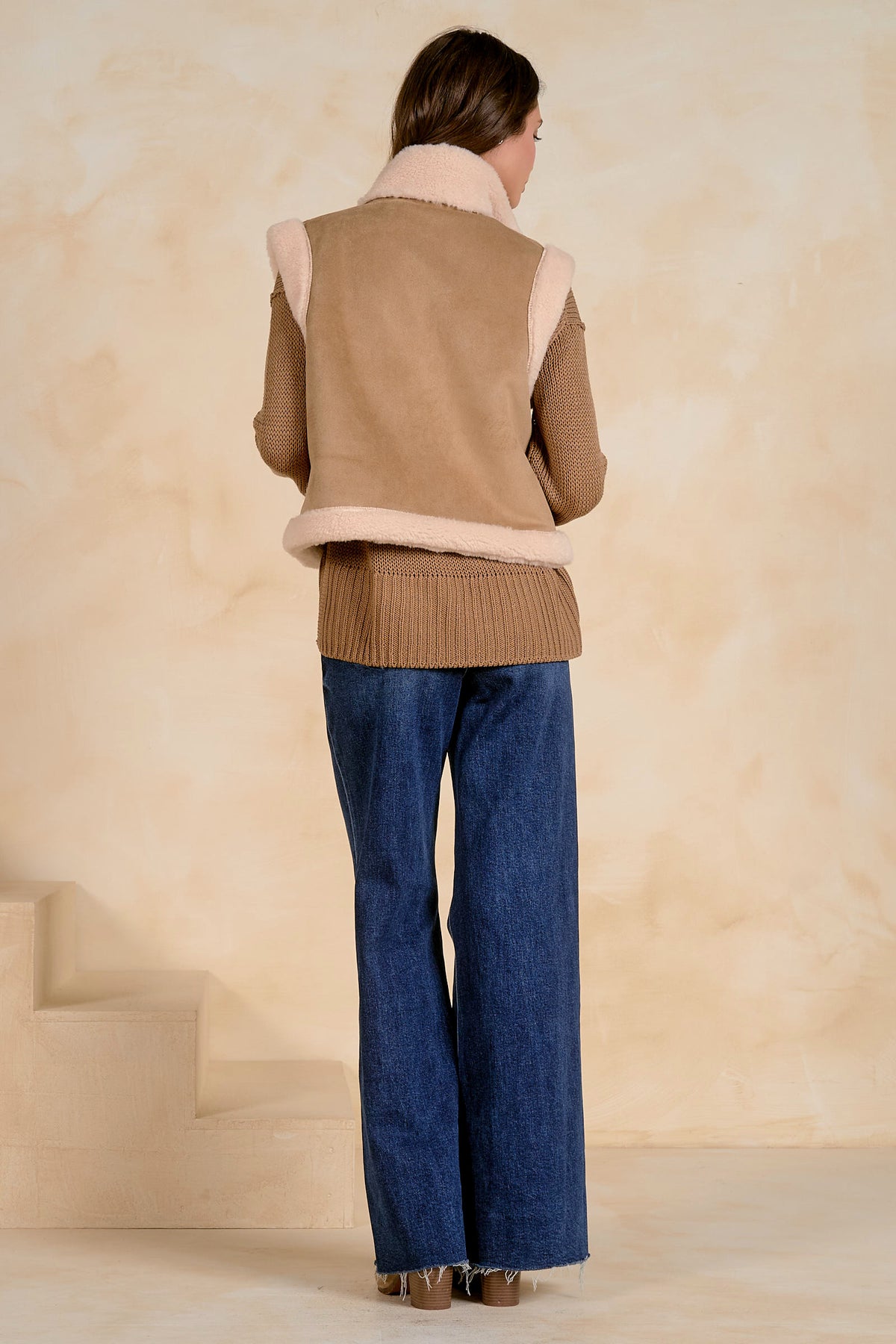 Faux Suede Sherpa Reversible Vest