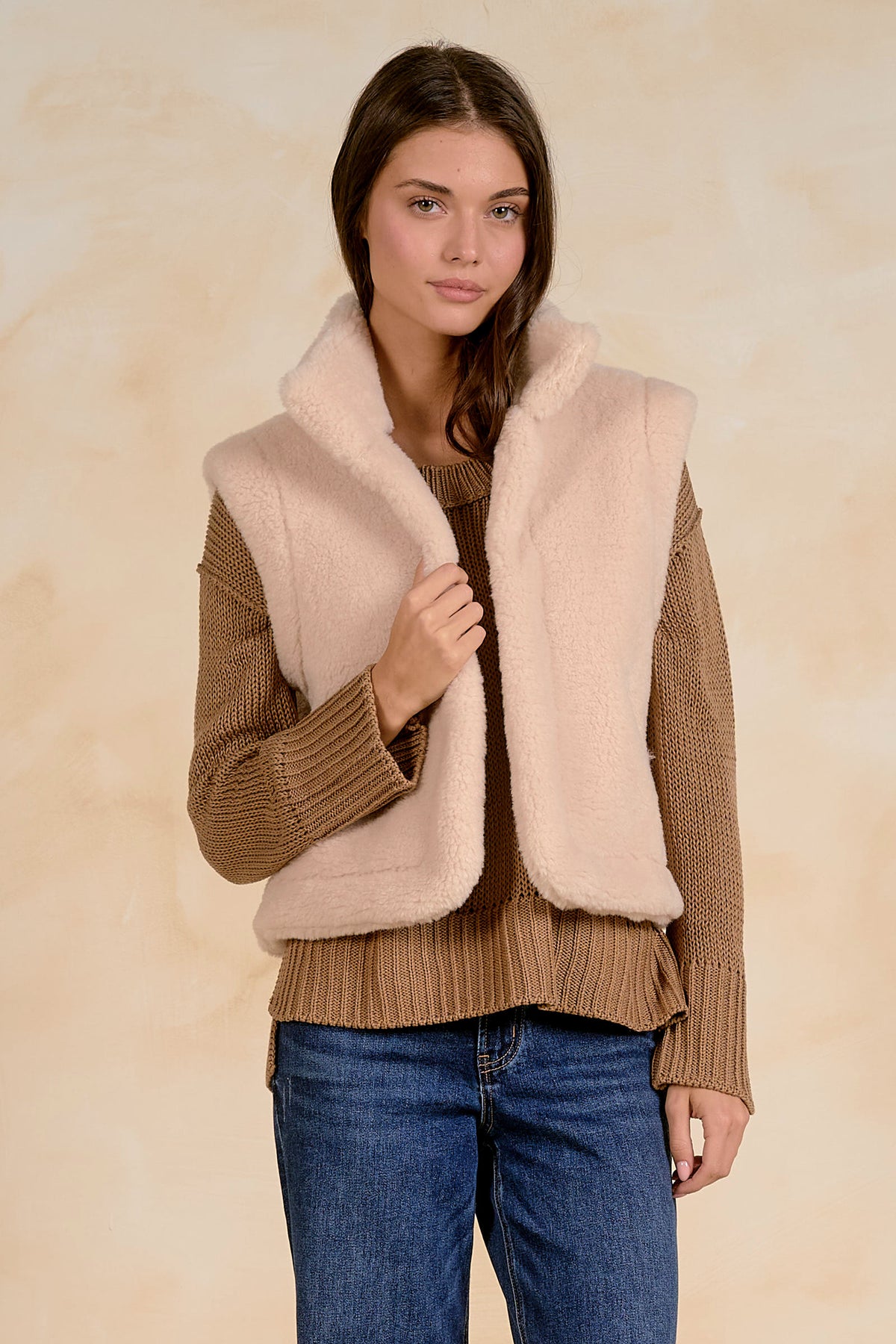 Faux Suede Sherpa Reversible Vest